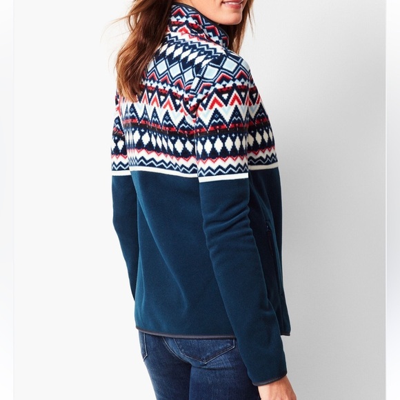 Talbots Fair Isle Fleece Jacket Size Small - Zip Up, Excellent Condition - Picture 2 of 9